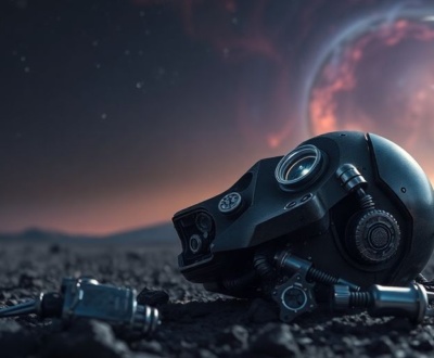 Broken robot on a desolate planet