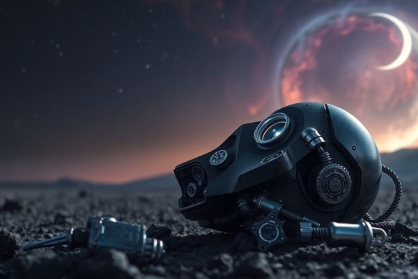 Broken robot on a desolate planet