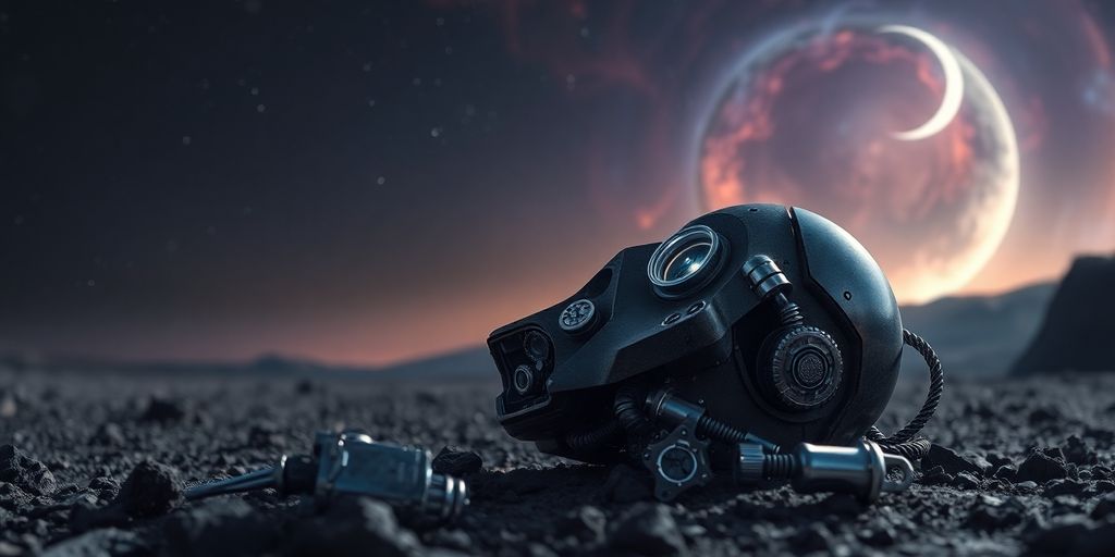 Broken robot on a desolate planet