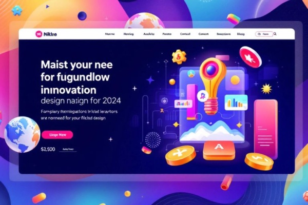 Modern web design elements and vibrant color palette.