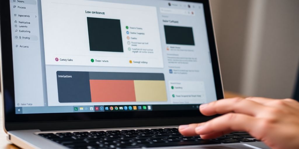 Laptop screen with Figma, various accessibility elements.
