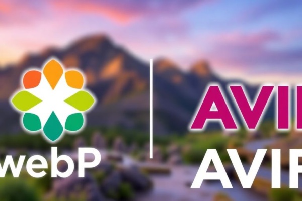 WebP and AVIF logos with a photography backdrop.