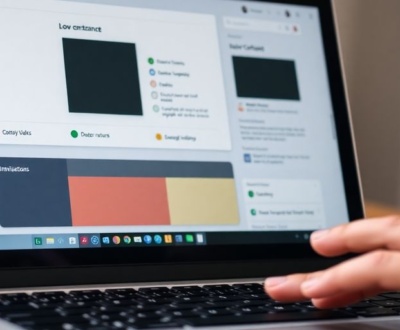 Laptop screen with Figma, various accessibility elements.